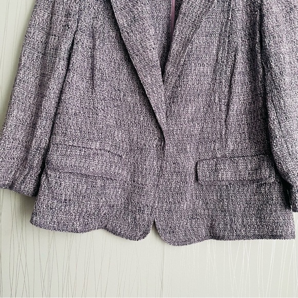 J. Jill Womens Blazer Size 8 Purple Gray Marled Knit Snap Closure Pockets - Picture 5 of 6